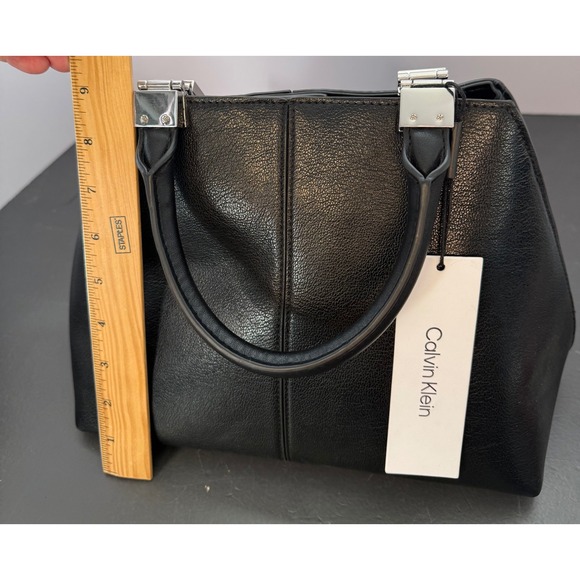 Calvin Klein Granite Satchel Black With Magnetic Snap MISSING CROSSBODY STRAP - Picture 10 of 13
